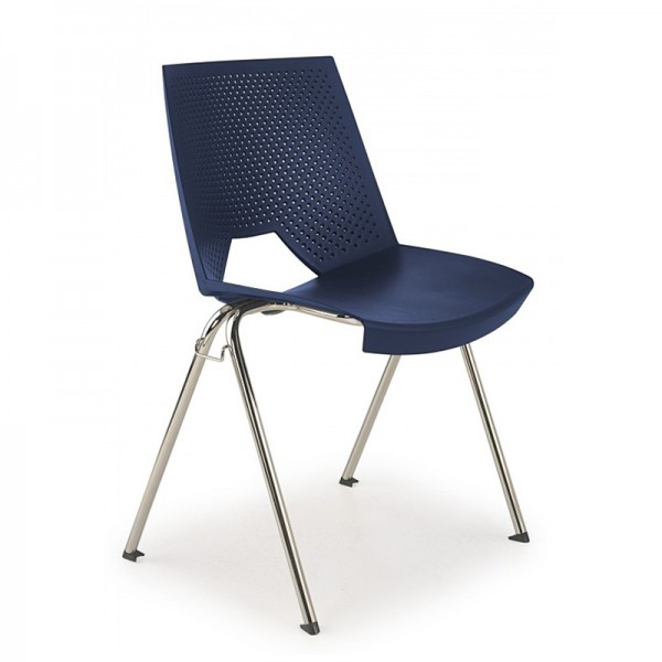 Strike chair with gray epoxy structure and blue plastic shell